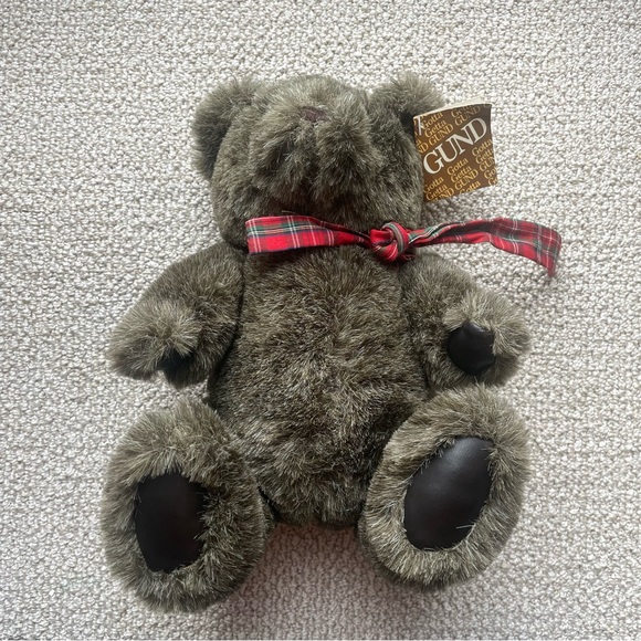 Gund Other - NWT GUND T.C. BIRTHDAY BEAR 1982 Jointed Brown Plush Red Bow - Faux Leather Paws